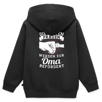 Oma Familie Omi Geschenk - Kinder Premium Organic Zip Hoodie - Schwarz - Hinten - AI Model Kid Male (0cm)