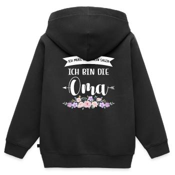 Oma Familie Omi Geschenk - Kinder Premium Organic Zip Hoodie - Schwarz - Hinten - AI Model Kid Male (0cm)