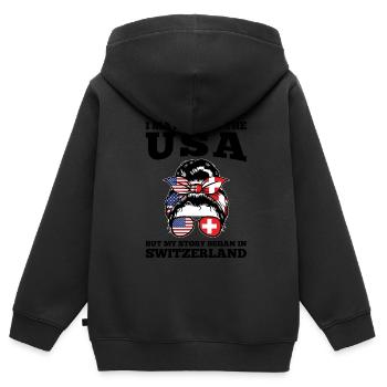 Schweizer Schweizer Schweiz Geschenk - Kinder Premium Organic Zip Hoodie - Schwarz - Hinten - AI Model Kid Male (0cm)