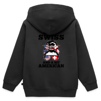 Schweizer Schweizer Schweiz Geschenk - Kinder Premium Organic Zip Hoodie - Schwarz - Hinten - AI Model Kid Male (0cm)