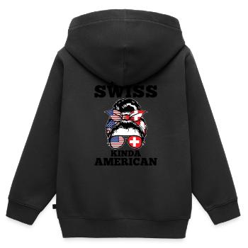 Schweizer Schweizer Schweiz Geschenk - Kinder Premium Organic Zip Hoodie - Schwarz - Hinten - AI Model Kid Male (0cm)