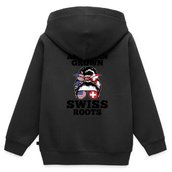 Schweizer Schweizer Schweiz Geschenk - Kinder Premium Organic Zip Hoodie - Schwarz - Hinten - AI Model Kid Male (0cm)