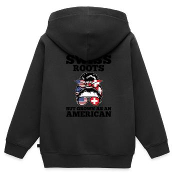 Schweizer Schweizer Schweiz Geschenk - Kinder Premium Organic Zip Hoodie - Schwarz - Hinten - AI Model Kid Male (0cm)