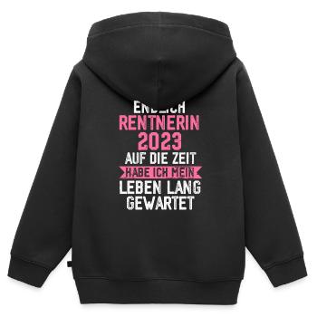 Rentnerin 2023 Rente Rentnerin Geschenk - Kinder Premium Organic Zip Hoodie - Schwarz - Hinten - AI Model Kid Male (0cm)