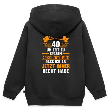 40. Geburtstag 40 Jahre 40 Jahre alt Geschenk - Kinder Premium Organic Zip Hoodie - Schwarz - Hinten - AI Model Kid Male (0cm)