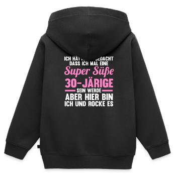 30. Geburtstag 30 Jahre 30 Jahre alt Geschenk - Kinder Premium Organic Zip Hoodie - Schwarz - Hinten - AI Model Kid Male (0cm)
