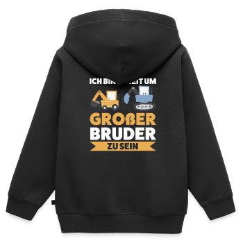 Großer Bruder Bagger Grosser Bruder Geschenk - Kinder Premium Organic Zip Hoodie - Schwarz - Hinten - AI Model Kid Male (0cm)