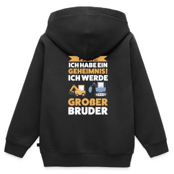 Großer Bruder Bagger Grosser Bruder Geschenk - Kinder Premium Organic Zip Hoodie - Schwarz - Hinten - AI Model Kid Male (0cm)