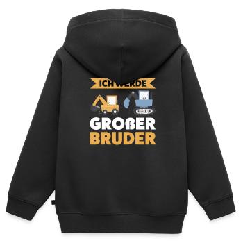 Großer Bruder Bagger Grosser Bruder Geschenk - Kinder Premium Organic Zip Hoodie - Schwarz - Hinten - AI Model Kid Male (0cm)