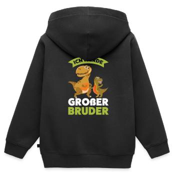 Großer Bruder Dinosaurier Grosser Bruder Geschenk - Kinder Premium Organic Zip Hoodie - Schwarz - Hinten - AI Model Kid Male (0cm)