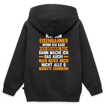 Eisenbahner Beruf Bahn Geschenk - Kinder Premium Organic Zip Hoodie - Schwarz - Hinten - AI Model Kid Male (0cm)