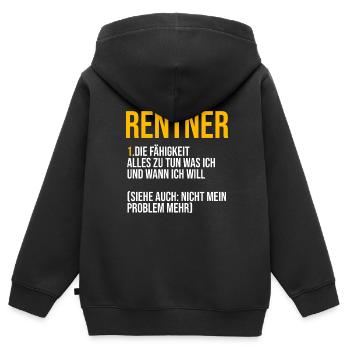 Rentner Ruhestand Pensionierung Geschenk - Kinder Premium Organic Zip Hoodie - Schwarz - Hinten - AI Model Kid Male (0cm)
