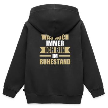Rentner Ruhestand Pensionierung Geschenk - Kinder Premium Organic Zip Hoodie - Schwarz - Hinten - AI Model Kid Male (0cm)