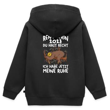 Rentnerin 2023 Faultier Rentnerin Geschenk - Kinder Premium Organic Zip Hoodie - Schwarz - Hinten - AI Model Kid Male (0cm)