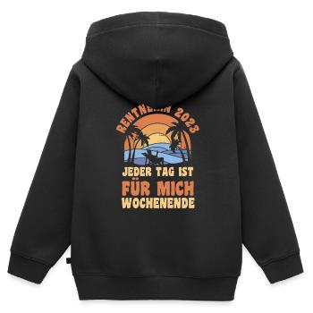 Rentnerin 2023 Rente Rentnerin Geschenk - Kinder Premium Organic Zip Hoodie - Schwarz - Hinten - AI Model Kid Male (0cm)