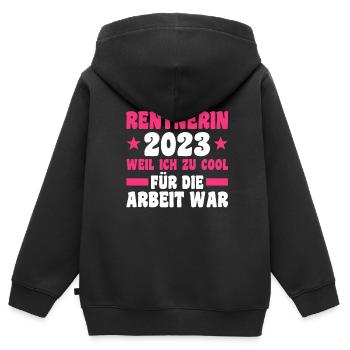 Rentnerin 2023 Rente Rentnerin Geschenk - Kinder Premium Organic Zip Hoodie - Schwarz - Hinten - AI Model Kid Male (0cm)