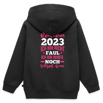 Rentnerin 2023 Oma Rentnerin Geschenk - Kinder Premium Organic Zip Hoodie - Schwarz - Hinten - AI Model Kid Male (0cm)