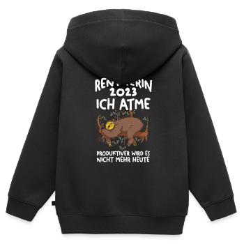 Rentnerin 2023 Faultier Rentnerin Geschenk - Kinder Premium Organic Zip Hoodie - Schwarz - Hinten - AI Model Kid Male (0cm)