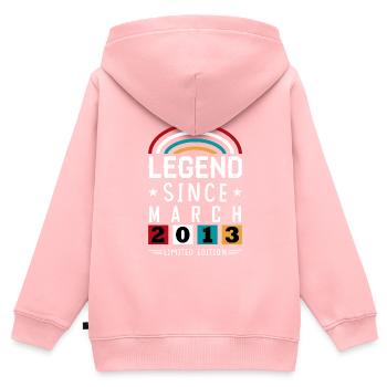 2013 Legend Since Geburtstag Geschenk März - Kinder Premium Organic Zip Hoodie - Rosa - Hinten - AI Model Kid Female (0cm)