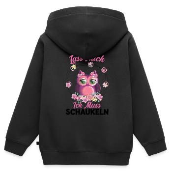 Eule Vogel Eulen Geschenk - Kinder Premium Organic Zip Hoodie - Schwarz - Hinten - AI Model Kid Male (0cm)