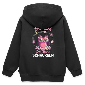 Eule Vogel Schaukeln Geschenk - Kinder Premium Organic Zip Hoodie - Schwarz - Hinten - AI Model Kid Male (0cm)