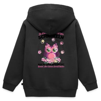 Eule Vogel Eulen Geschenk - Kinder Premium Organic Zip Hoodie - Schwarz - Hinten - AI Model Kid Male (0cm)