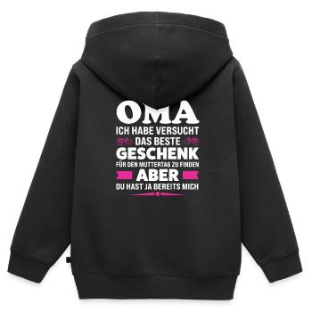 Oma Familie Enkelkind Geschenk - Kinder Premium Organic Zip Hoodie - Schwarz - Hinten - AI Model Kid Male (0cm)