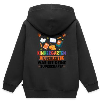 Kindergarten Abschluss Kindergarten Abschluss - Kinder Premium Organic Zip Hoodie - Schwarz - Hinten - AI Model Kid Male (0cm)