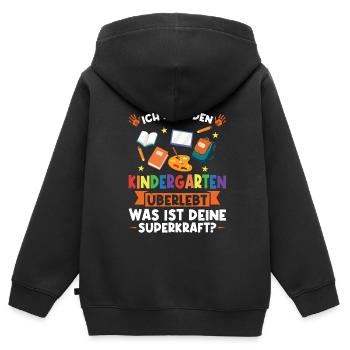 Kindergarten Abschluss Kindergarten Abschluss - Kinder Premium Organic Zip Hoodie - Schwarz - Hinten - AI Model Kid Male (0cm)