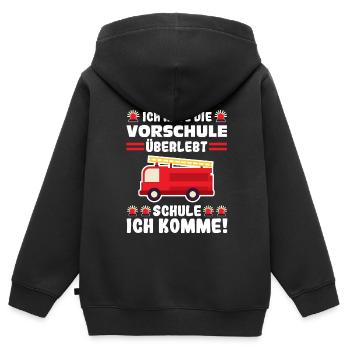 Vorschule Feuerwehr Vorschule Abschluss Geschenk - Kinder Premium Organic Zip Hoodie - Schwarz - Hinten - AI Model Kid Male (0cm)