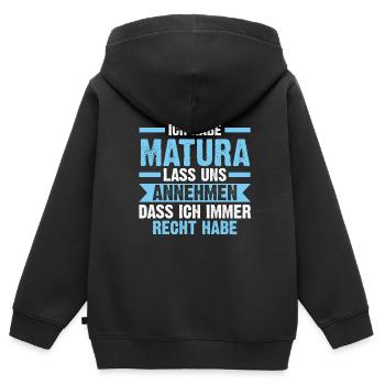 Matura Prüfung Schulabschluss Geschenk - Kinder Premium Organic Zip Hoodie - Schwarz - Hinten - AI Model Kid Male (0cm)