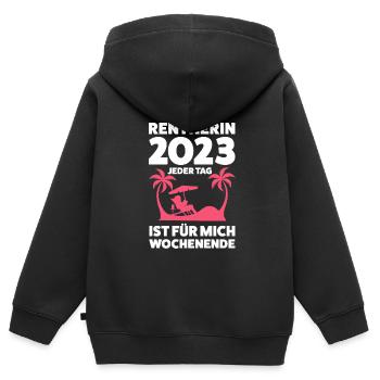 Rentnerin 2023 Rente Rentnerin Geschenk - Kinder Premium Organic Zip Hoodie - Schwarz - Hinten - AI Model Kid Male (0cm)