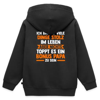 Bonus Papa Familie Bonus-Papa Geschenk - Kinder Premium Organic Zip Hoodie - Schwarz - Hinten - AI Model Kid Male (0cm)