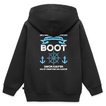 Boot Segeln Bootfahrer Geschenk - Kinder Premium Organic Zip Hoodie - Schwarz - Hinten - AI Model Kid Male (0cm)