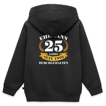 25. Hochzeitstag Ehemann Silberhochzeit Geschenk - Kinder Premium Organic Zip Hoodie - Schwarz - Hinten - AI Model Kid Male (0cm)