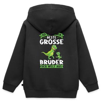 Großer Bruder Dinosaurier Grosser Bruder Geschenk - Kinder Premium Organic Zip Hoodie - Schwarz - Hinten - AI Model Kid Male (0cm)