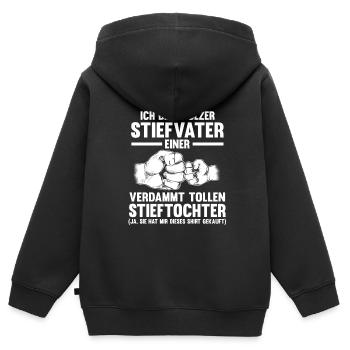 Große Schwester Eule Grosse Schwester Geschenk - Kinder Premium Organic Zip Hoodie - Schwarz - Hinten - AI Model Kid Male (0cm)