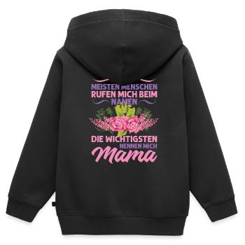 Mutter Mama Tochter Geschenk - Kinder Premium Organic Zip Hoodie - Schwarz - Hinten - AI Model Kid Male (0cm)