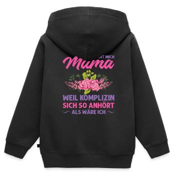 Mutter Mama Tochter Geschenk - Kinder Premium Organic Zip Hoodie - Schwarz - Hinten - AI Model Kid Male (0cm)
