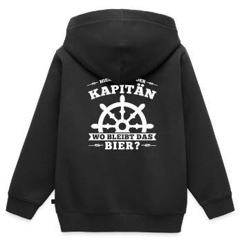 Boot Kapitän booten Geschenk - Kinder Premium Organic Zip Hoodie - Schwarz - Hinten - AI Model Kid Male (0cm)
