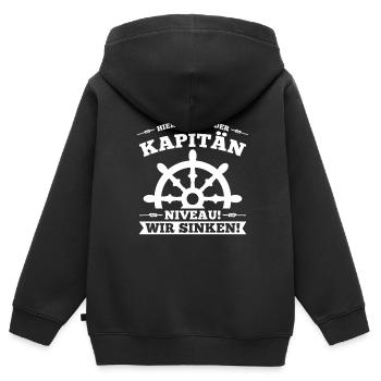 Boot Kapitän booten Geschenk - Kinder Premium Organic Zip Hoodie - Schwarz - Hinten - AI Model Kid Male (0cm)