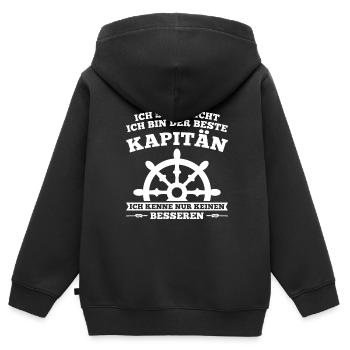Boot Kapitän booten Geschenk - Kinder Premium Organic Zip Hoodie - Schwarz - Hinten - AI Model Kid Male (0cm)