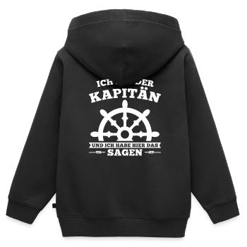 Boot Kapitän booten Geschenk - Kinder Premium Organic Zip Hoodie - Schwarz - Hinten - AI Model Kid Male (0cm)