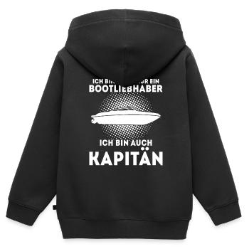 Boot Kapitän booten Geschenk - Kinder Premium Organic Zip Hoodie - Schwarz - Hinten - AI Model Kid Male (0cm)