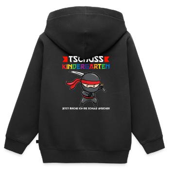 Schulkind Ninja Schulbeginn Geschenk - Kinder Premium Organic Zip Hoodie - Schwarz - Hinten - AI Model Kid Male (0cm)