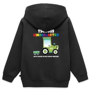 Schulkind Traktor Schulbeginn Geschenk - Kinder Premium Organic Zip Hoodie - Schwarz - Hinten - AI Model Kid Male (0cm)