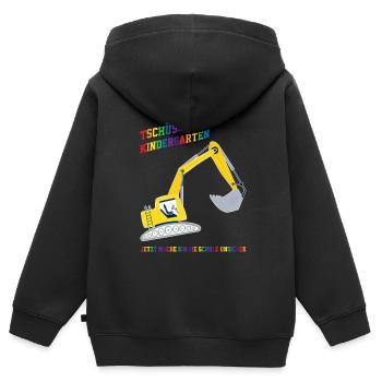 Schulkind Bagger Schulbeginn Geschenk - Kinder Premium Organic Zip Hoodie - Schwarz - Hinten - AI Model Kid Male (0cm)
