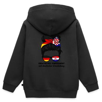 Deutsche Kroatin Deutsch Geschenk - Kinder Premium Organic Zip Hoodie - Schwarz - Hinten - AI Model Kid Male (0cm)