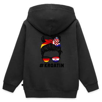 Deutsche Kroatin Deutsche Flagge Geschenk - Kinder Premium Organic Zip Hoodie - Schwarz - Hinten - AI Model Kid Male (0cm)