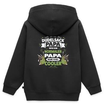 Dudelsack Papa Dudelsack Papa Geschenk - Kinder Premium Organic Zip Hoodie - Schwarz - Hinten - AI Model Kid Male (0cm)